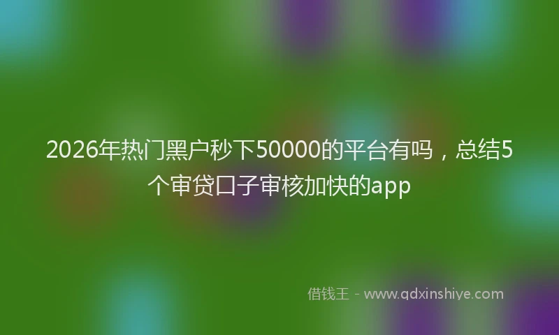 2026年热门黑户秒下50000的平台有吗，总结5个审贷口子审核加快的app