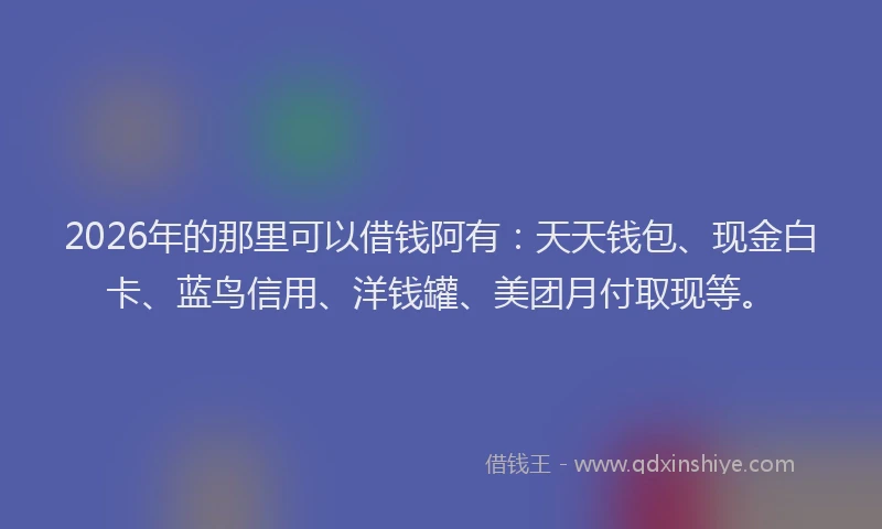2026年的那里可以借钱阿有：天天钱包、现金白卡、蓝鸟信用、洋钱罐、美团月付取现等。