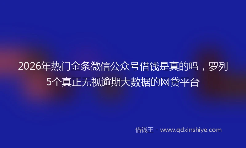 2026年热门金条微信公众号借钱是真的吗，罗列5个真正无视逾期大数据的网贷平台