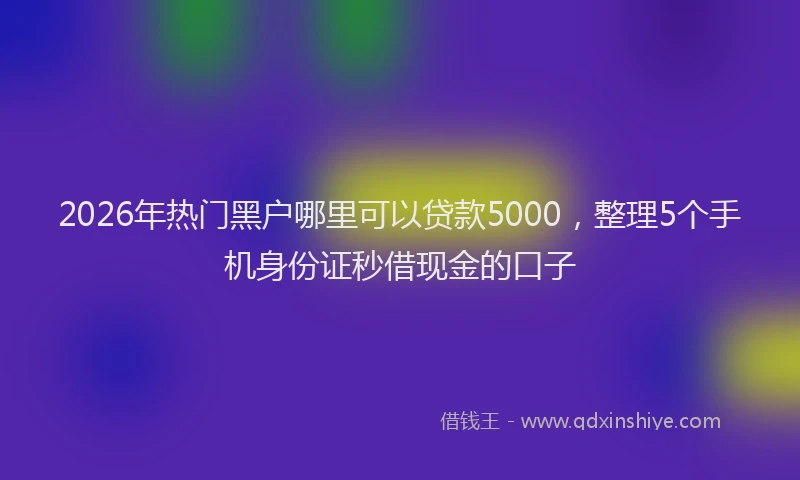 2026年热门黑户哪里可以贷款5000，整理5个手机身份证秒借现金的口子