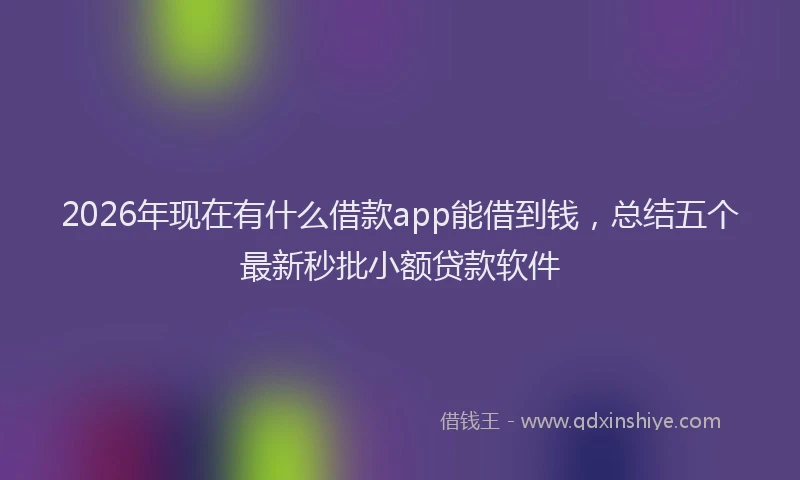 2026年现在有什么借款app能借到钱，总结五个最新秒批小额贷款软件