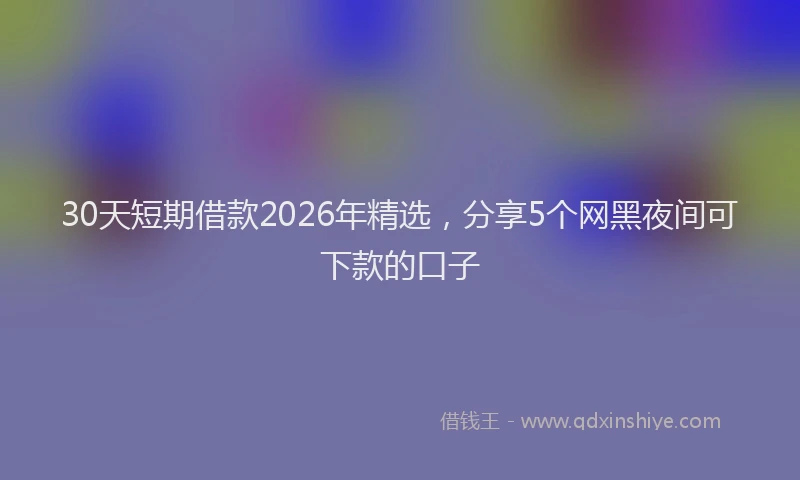 30天短期借款2026年精选，分享5个网黑夜间可下款的口子