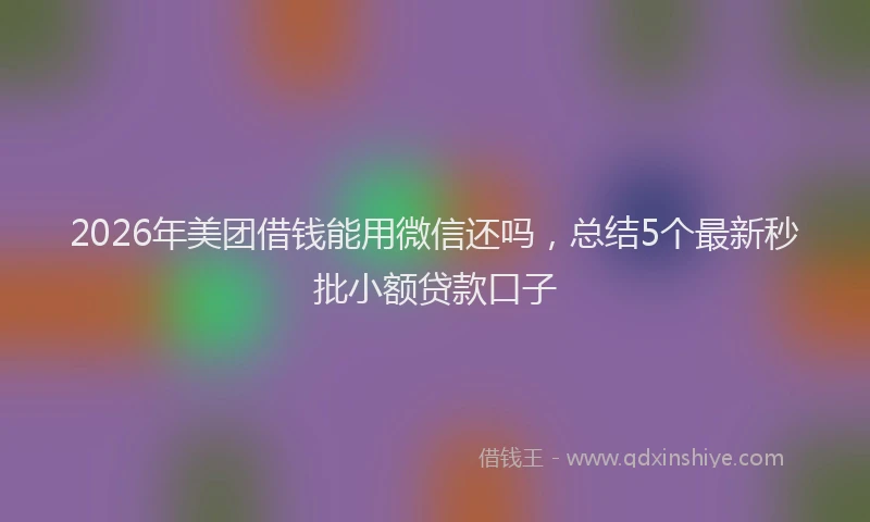 2026年美团借钱能用微信还吗，总结5个最新秒批小额贷款口子