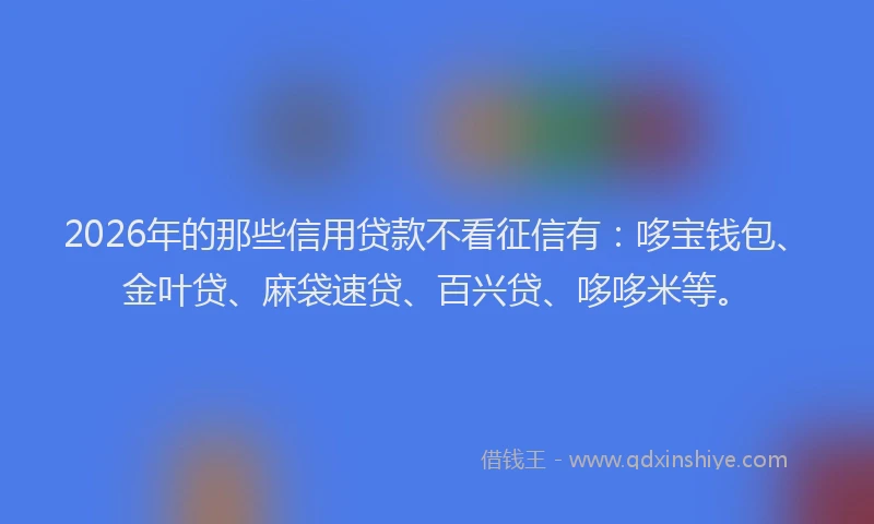 2026年的那些信用贷款不看征信有：哆宝钱包、金叶贷、麻袋速贷、百兴贷、哆哆米等。