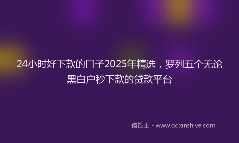 24小时好下款的口子2025年精选,罗列五个无论黑白户秒下款的贷款平台