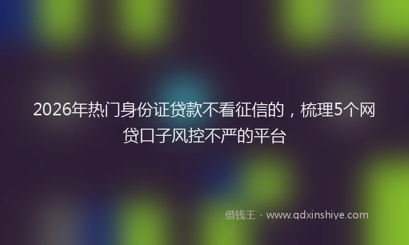 2026年热门身份证贷款不看征信的，梳理5个网贷口子风控不严的平台