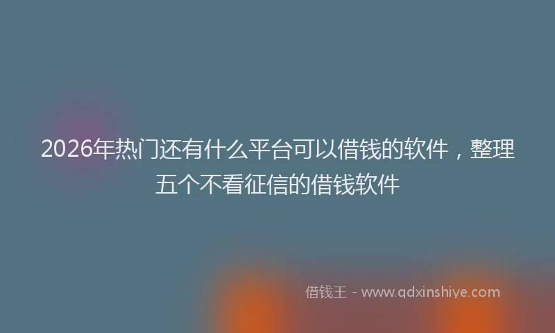 2026年热门还有什么平台可以借钱的软件，整理五个不看征信的借钱软件