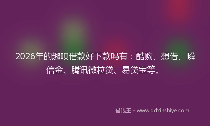 2026年的趣呗借款好下款吗有：酷购、想借、瞬信金、腾讯微粒贷、易贷宝等。