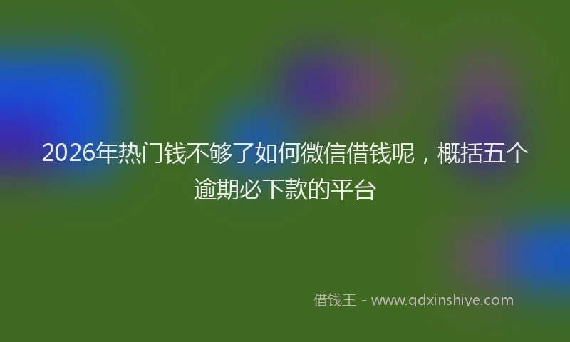 2026年热门钱不够了如何微信借钱呢，概括五个逾期必下款的平台