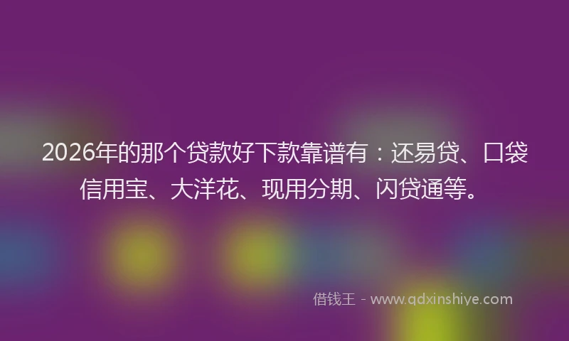 2026年的那个贷款好下款靠谱有：还易贷、口袋信用宝、大洋花、现用分期、闪贷通等。