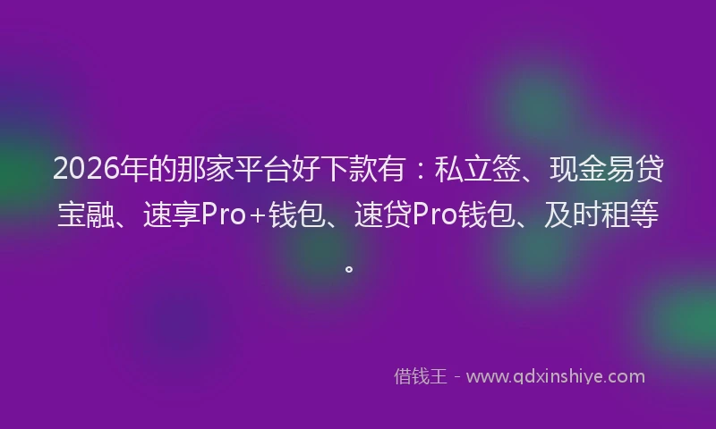 2026年的那家平台好下款有：私立签、现金易贷宝融、速享Pro+钱包、速贷Pro钱包、及时租等。