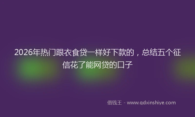 2026年热门跟衣食贷一样好下款的，总结五个征信花了能网贷的口子