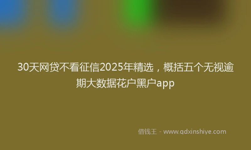 30天网贷不看征信2025年精选，概括五个无视逾期大数据花户黑户app