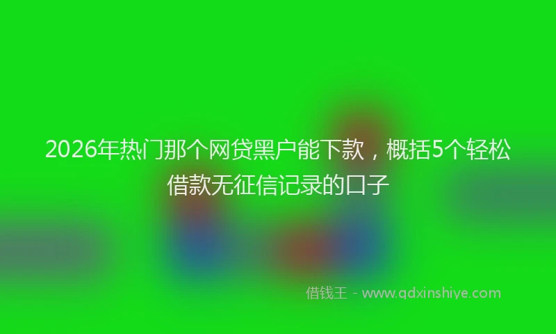 2026年热门那个网贷黑户能下款,概括5个轻松借款无征信记录的口子