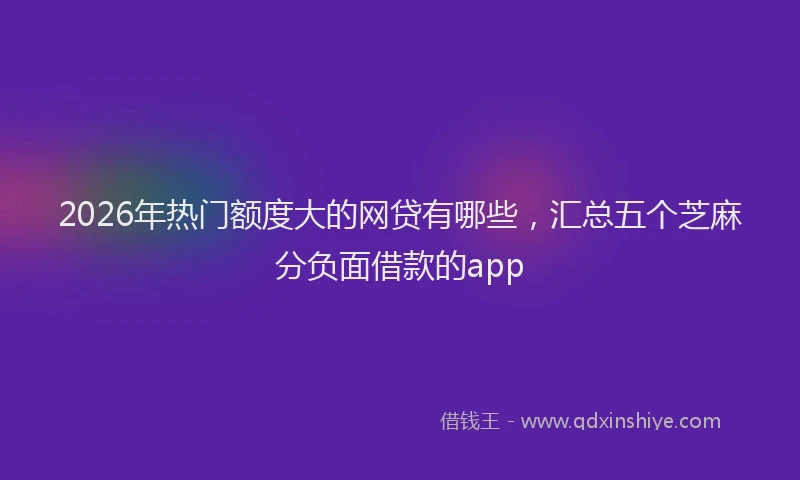 2026年热门额度大的网贷有哪些，汇总五个芝麻分负面借款的app