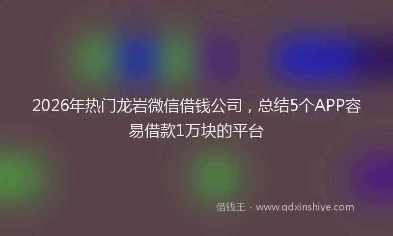 2026年热门龙岩微信借钱公司，总结5个APP容易借款1万块的平台