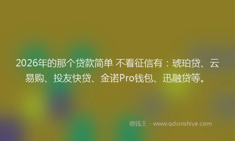 2026年的那个贷款简单 不看征信有：琥珀贷、云易购、投友快贷、金诺Pro钱包、迅融贷等。