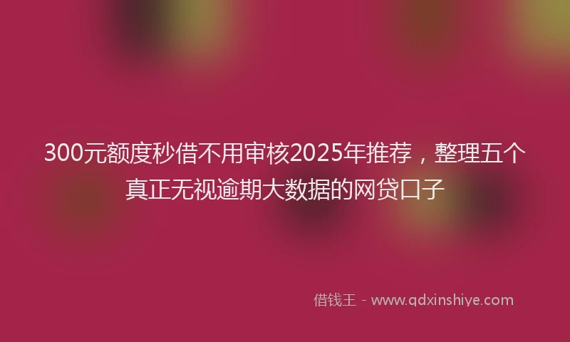 300元额度秒借不用审核2025年推荐，整理五个真正无视逾期大数据的网贷口子