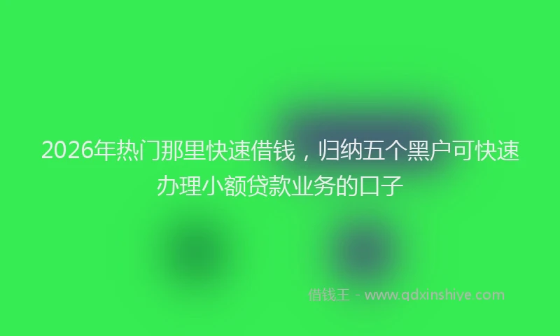 2026年热门那里快速借钱,归纳五个黑户可快速办理小额贷款业务的口子