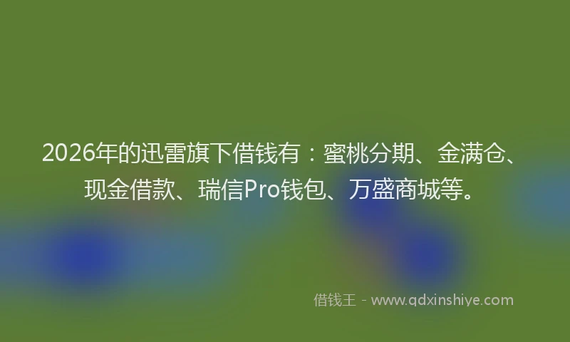 2026年的迅雷旗下借钱有：蜜桃分期、金满仓、现金借款、瑞信Pro钱包、万盛商城等。