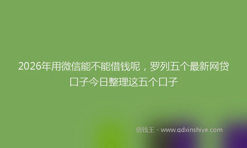 2026年用微信能不能借钱呢，罗列五个最新网贷口子今日整理这五个口子