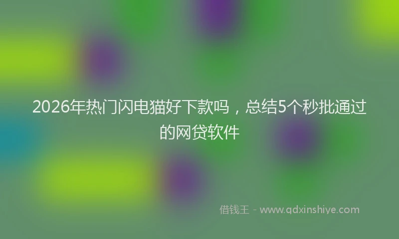 2026年热门闪电猫好下款吗，总结5个秒批通过的网贷软件