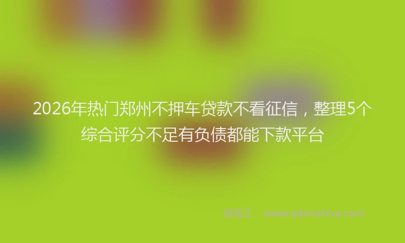 2026年热门郑州不押车贷款不看征信，整理5个综合评分不足有负债都能下款平台