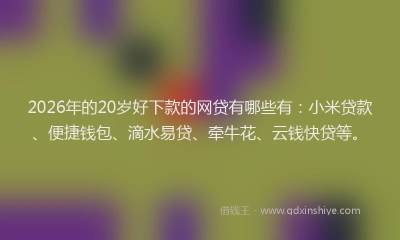 2026年的20岁好下款的网贷有哪些有：小米贷款、便捷钱包、滴水易贷、牵牛花、云钱快贷等。