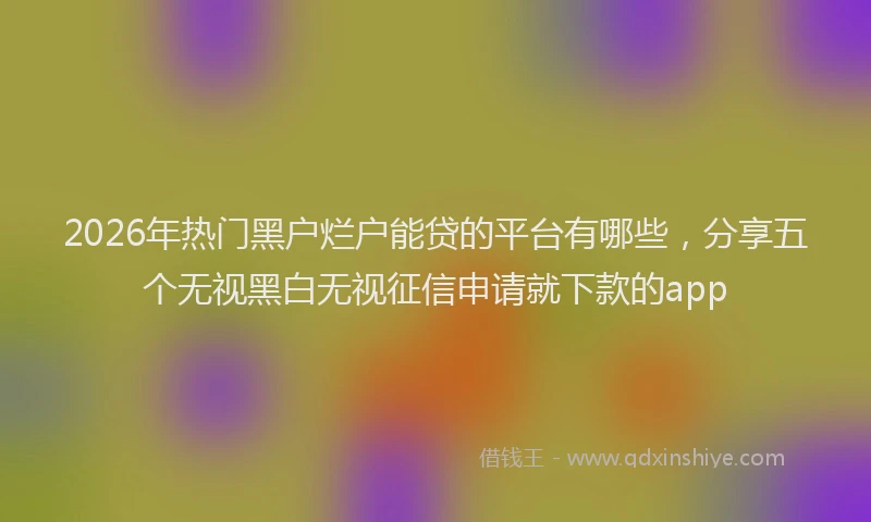 2026年热门黑户烂户能贷的平台有哪些，分享五个无视黑白无视征信申请就下款的app