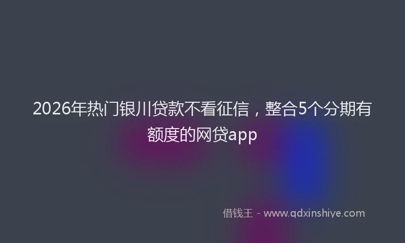 2026年热门银川贷款不看征信，整合5个分期有额度的网贷app