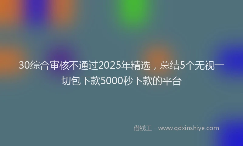 30综合审核不通过2025年精选,总结5个无视一切包下款5000秒下款的平台