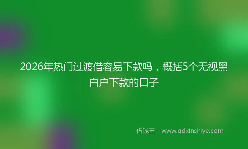2026年热门过渡借容易下款吗，概括5个无视黑白户下款的口子