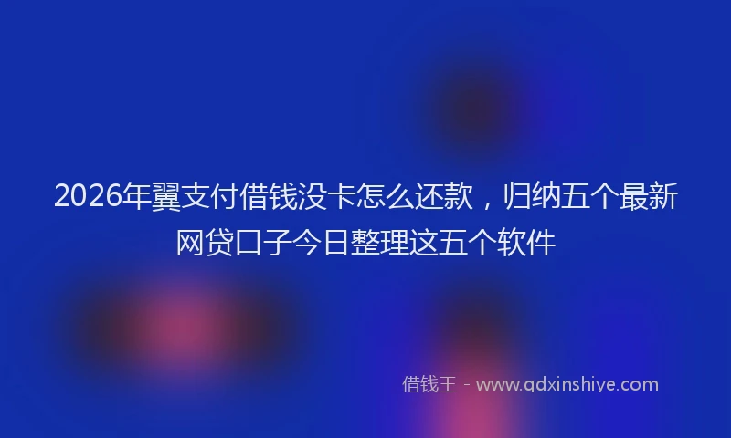 2026年翼支付借钱没卡怎么还款，归纳五个最新网贷口子今日整理这五个软件