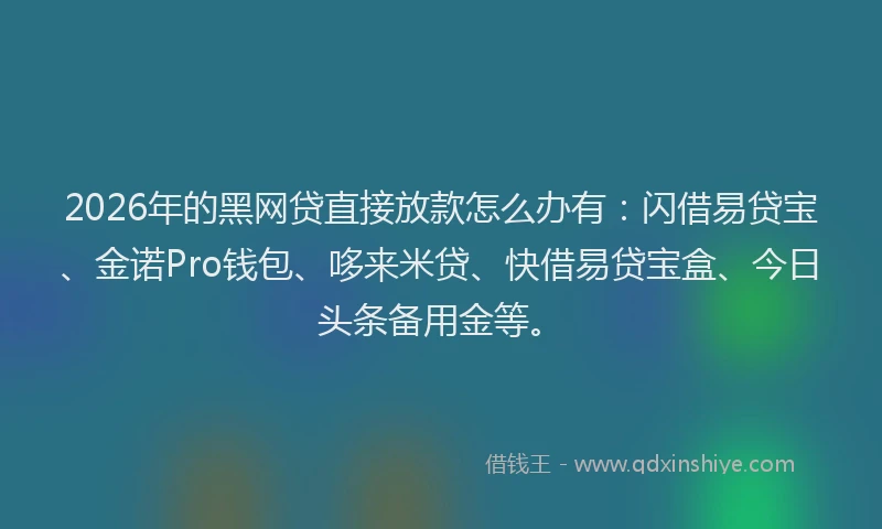 2026年的黑网贷直接放款怎么办有：闪借易贷宝、金诺Pro钱包、哆来米贷、快借易贷宝盒、今日头条备用金等。