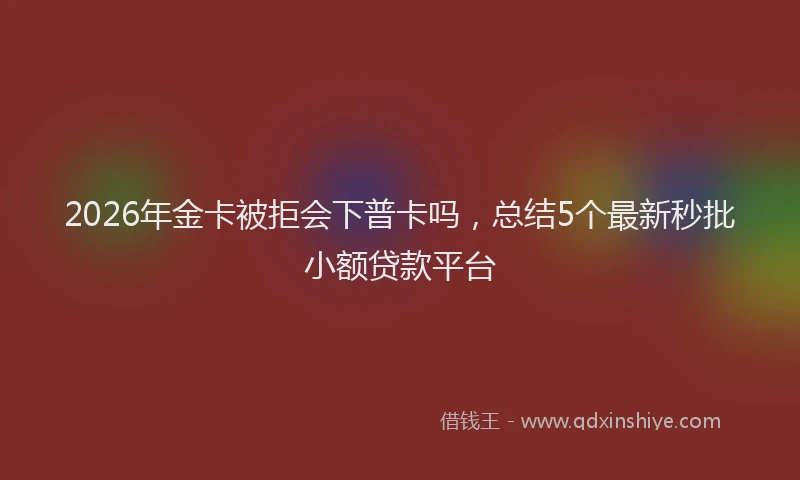 2026年金卡被拒会下普卡吗，总结5个最新秒批小额贷款平台