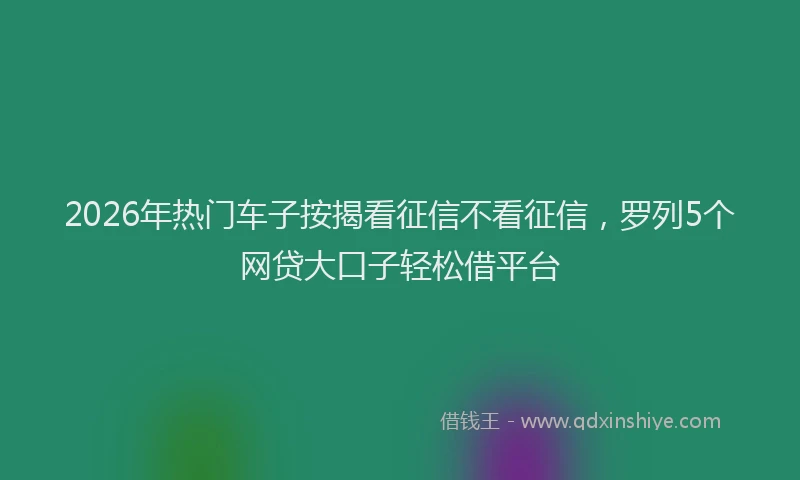 2026年热门车子按揭看征信不看征信，罗列5个网贷大口子轻松借平台