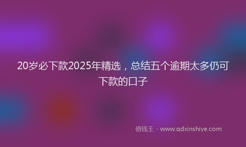 20岁必下款2025年精选，总结五个逾期太多仍可下款的口子