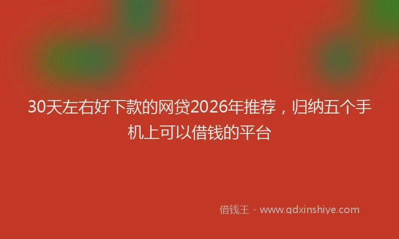 30天左右好下款的网贷2026年推荐，归纳五个手机上可以借钱的平台