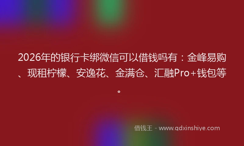 2026年的银行卡绑微信可以借钱吗有：金峰易购、现租柠檬、安逸花、金满仓、汇融Pro+钱包等。