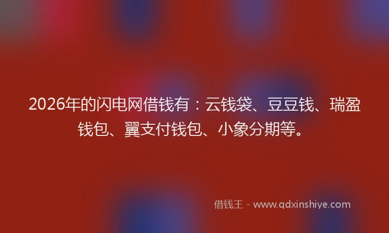 2026年的闪电网借钱有：云钱袋、豆豆钱、瑞盈钱包、翼支付钱包、小象分期等。