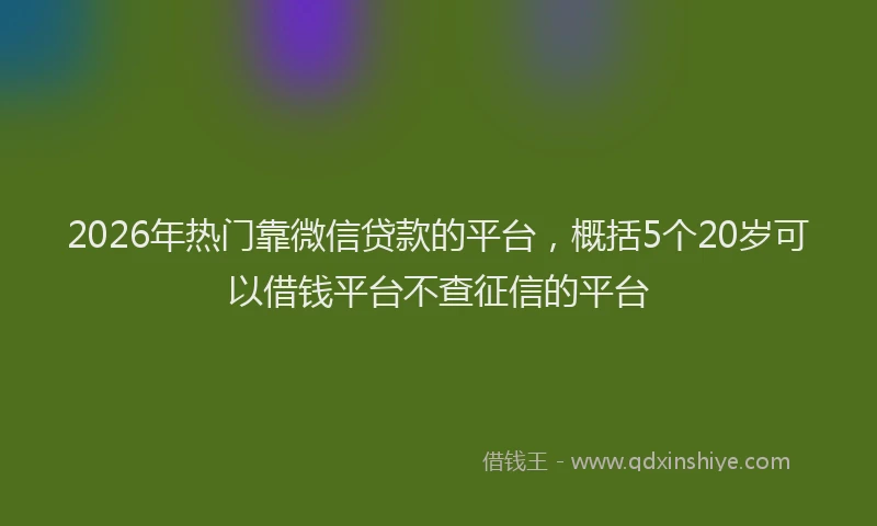 2026年热门靠微信贷款的平台，概括5个20岁可以借钱平台不查征信的平台