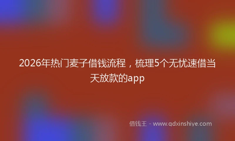 2026年热门麦子借钱流程，梳理5个无忧速借当天放款的app