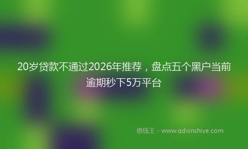 20岁贷款不通过2026年推荐，盘点五个黑户当前逾期秒下5万平台