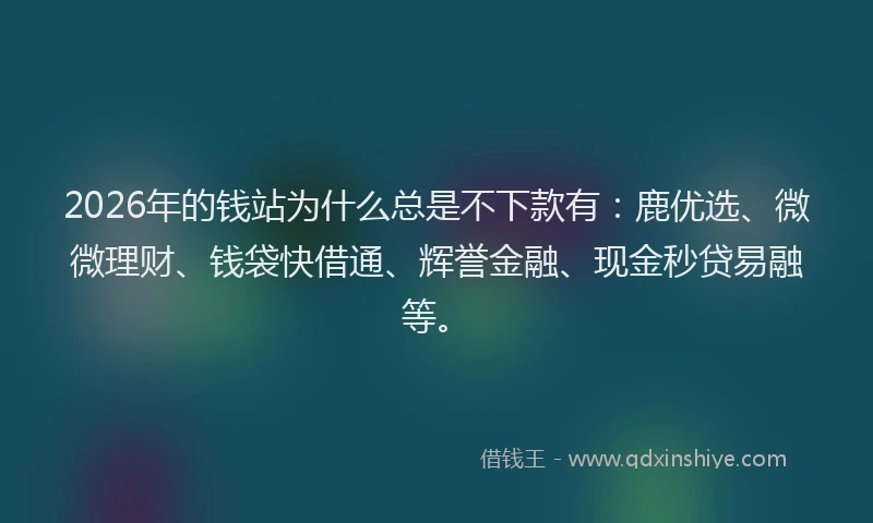 2026年的钱站为什么总是不下款有：鹿优选、微微理财、钱袋快借通、辉誉金融、现金秒贷易融等。