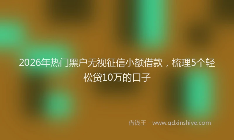 2026年热门黑户无视征信小额借款，梳理5个轻松贷10万的口子