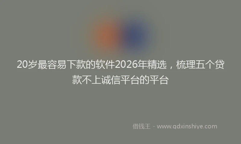 20岁最容易下款的软件2026年精选，梳理五个贷款不上诚信平台的平台
