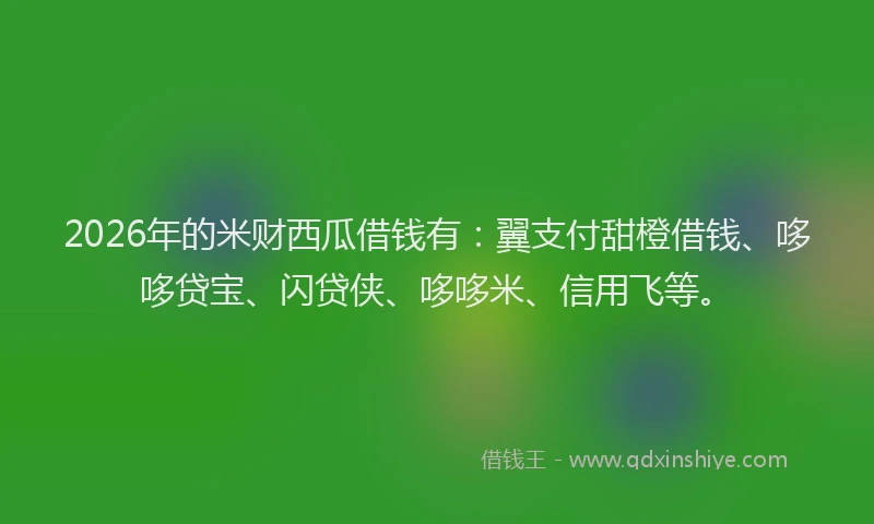 2026年的米财西瓜借钱有：翼支付甜橙借钱、哆哆贷宝、闪贷侠、哆哆米、信用飞等。