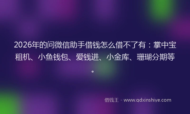 2026年的问微信助手借钱怎么借不了有:掌中宝租机、小鱼钱包、爱钱进、小金库、珊瑚分期等。