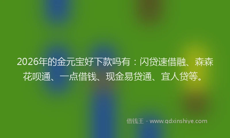 2026年的金元宝好下款吗有:闪贷速借融、森森花呗通、一点借钱、现金易贷通、宜人贷等。