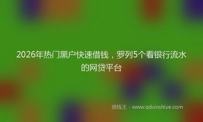2026年热门黑户快速借钱，罗列5个看银行流水的网贷平台